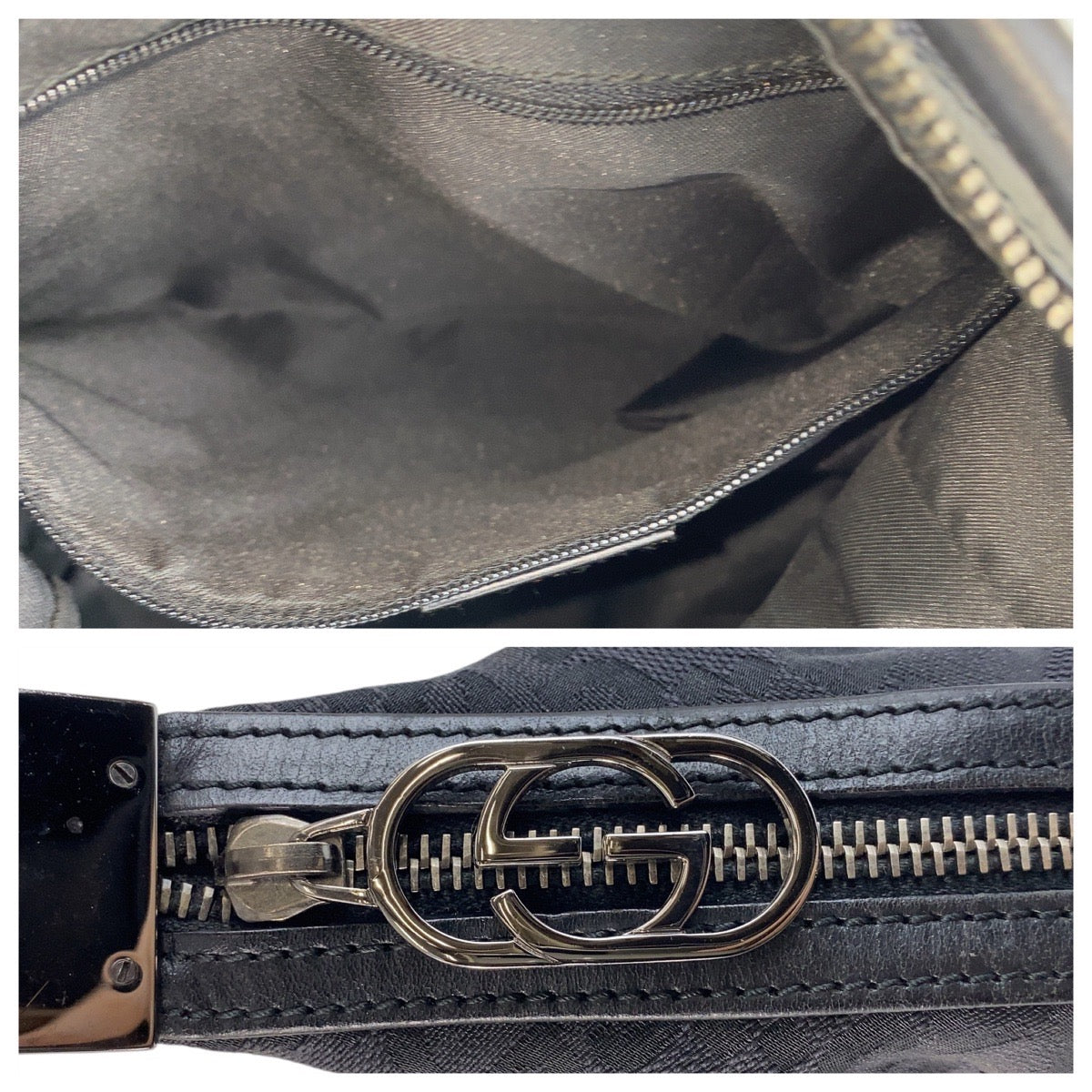14247
GUCCI グッチ ブラック 黒 シルバー金具 GGキャンバス / レザー 001 3814 ショルダーバッグ  レディース