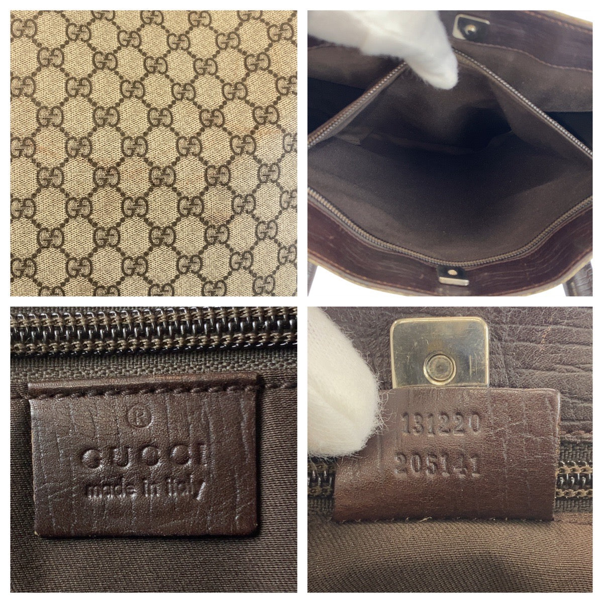 14248
GUCCI グッチ ブラウン GGスプリームキャンバス / レザー 131220 トートバッグ  レディース