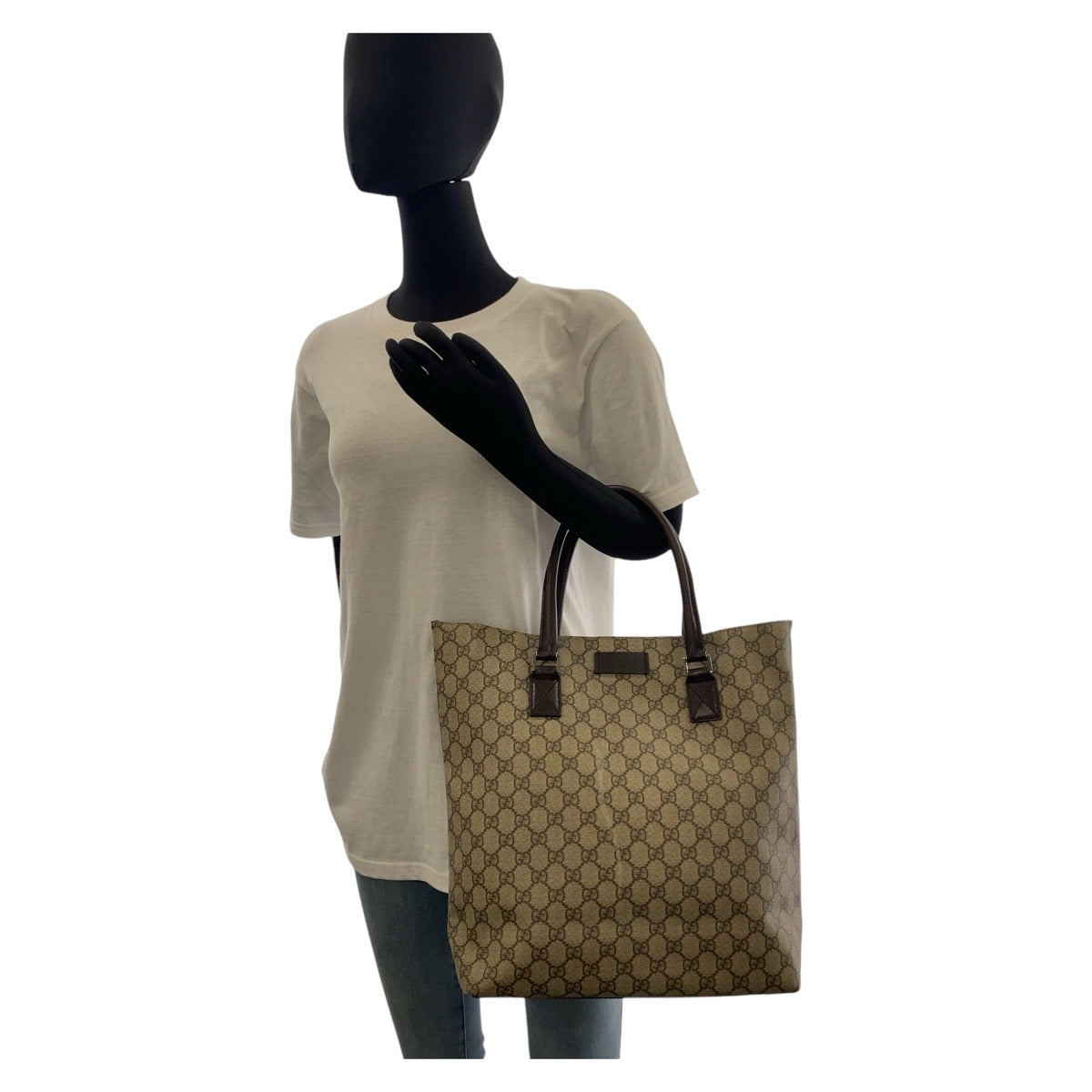 14248
GUCCI グッチ ブラウン GGスプリームキャンバス / レザー 131220 トートバッグ  レディース