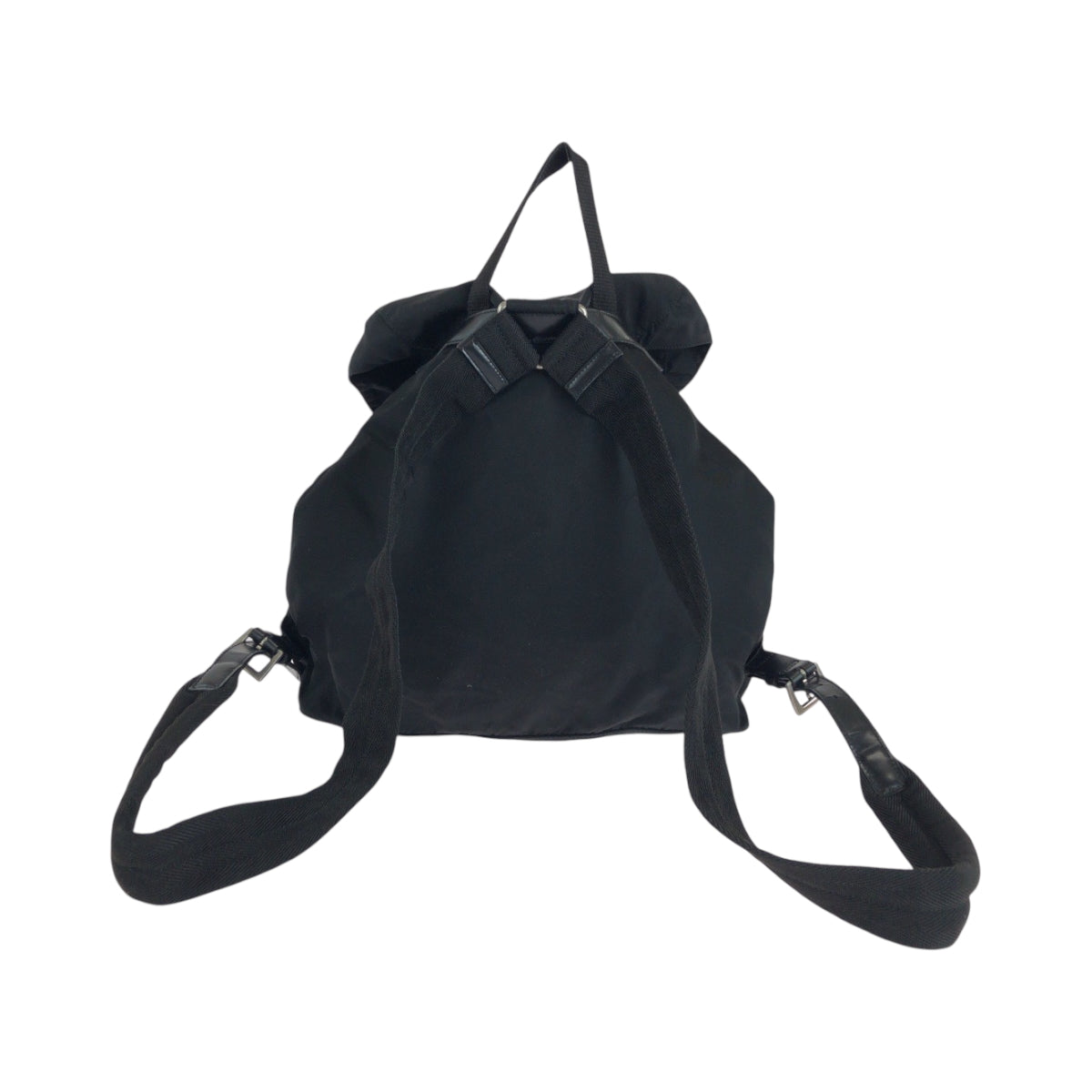 14249
PRADA プラダ テスート 三角ロゴプレート ブラック 黒 シルバー金具 ナイロン リュックサック バックパック  レディース