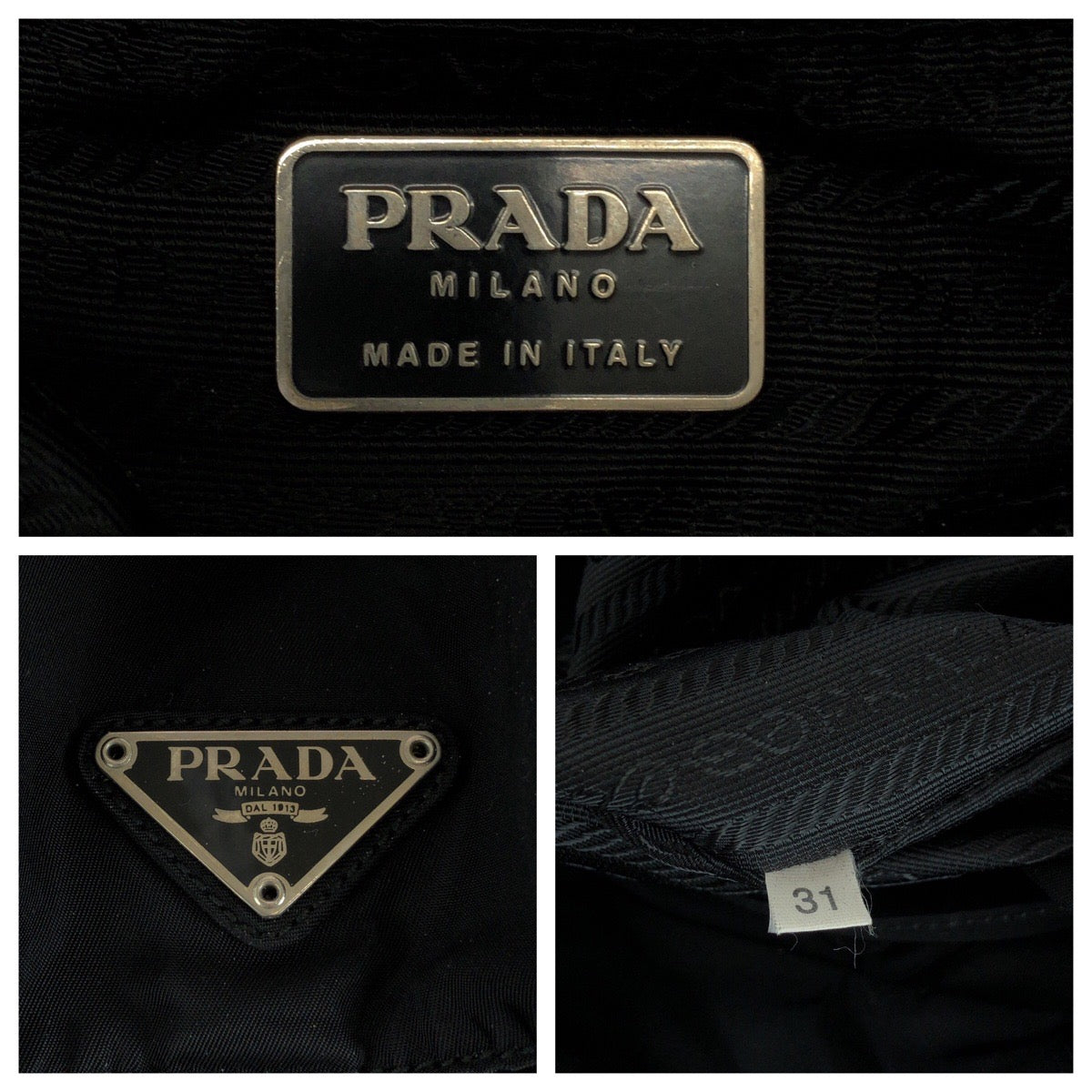 14249
PRADA プラダ テスート 三角ロゴプレート ブラック 黒 シルバー金具 ナイロン リュックサック バックパック  レディース
