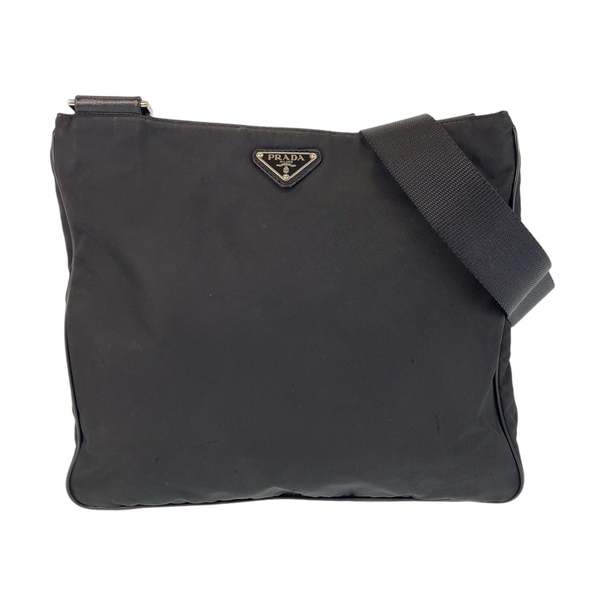 14250
PRADA プラダ テスート 三角ロゴプレート ブラック 黒 シルバー金具 ナイロン 斜め掛け ショルダーバッグ メッセンジャーバッグ  レディース AB22