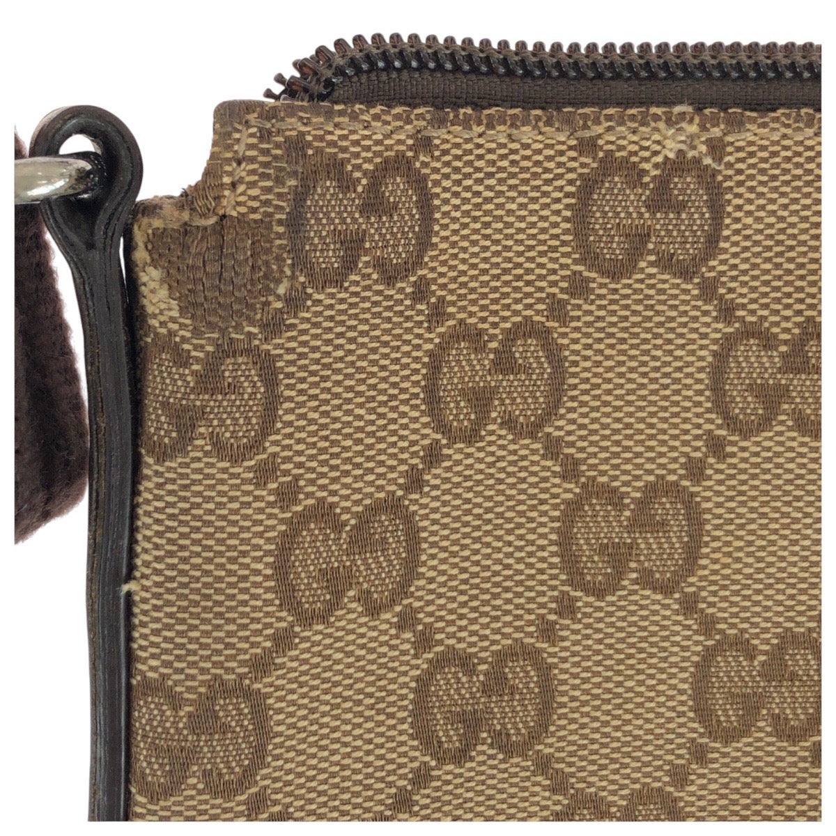14251
GUCCI グッチ ブラウン ベージュ シルバー金具 GGキャンバス / レザー 145857 ショルダーバッグ ポシェット  レディース