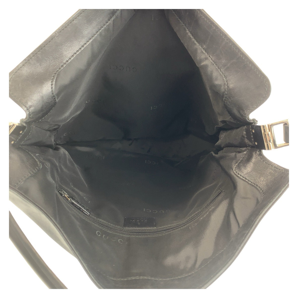 14252
GUCCI グッチ ジャッキー ブラック 黒 シルバー金具 レザー 001 3355 ショルダーバッグ  レディース