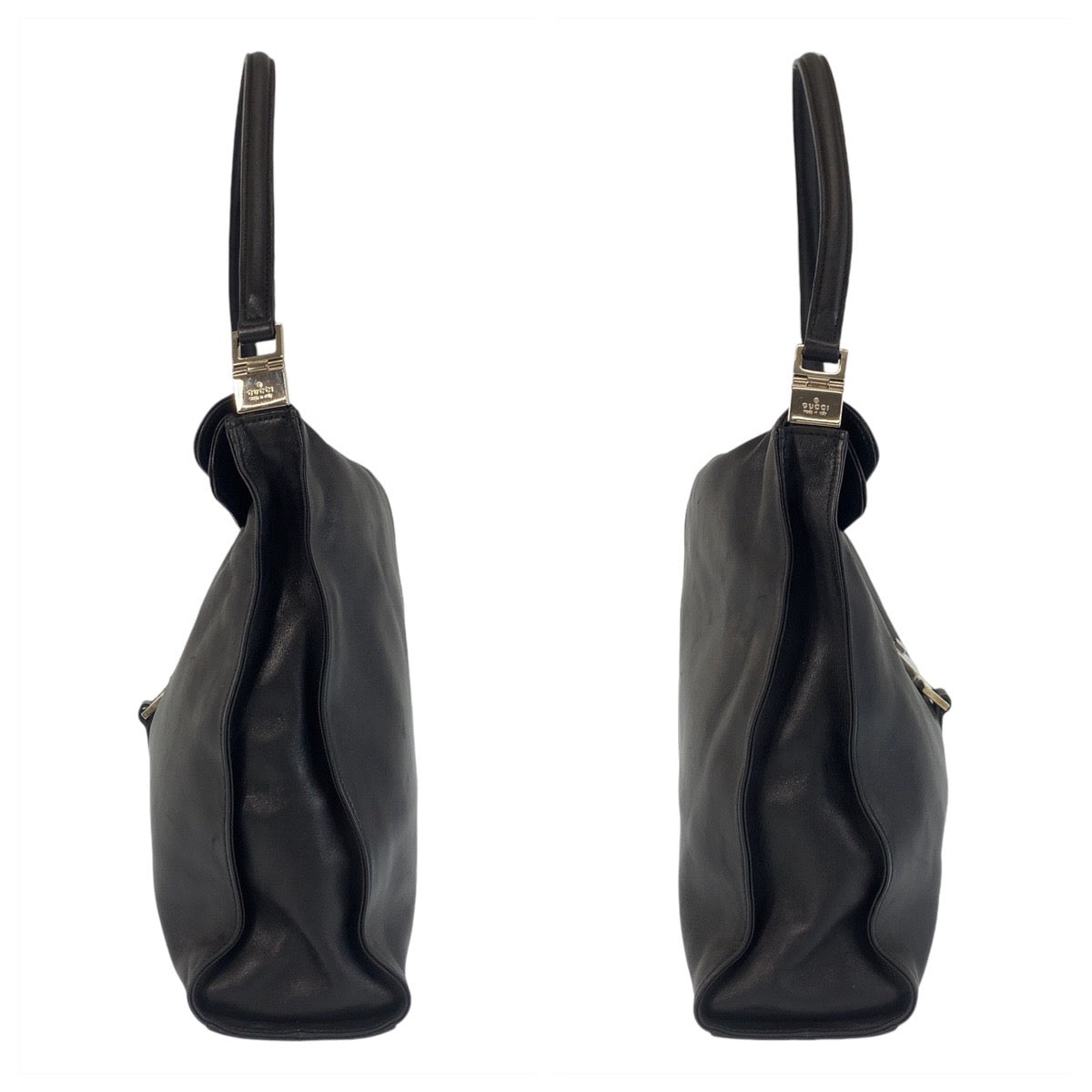 14252
GUCCI グッチ ジャッキー ブラック 黒 シルバー金具 レザー 001 3355 ショルダーバッグ  レディース