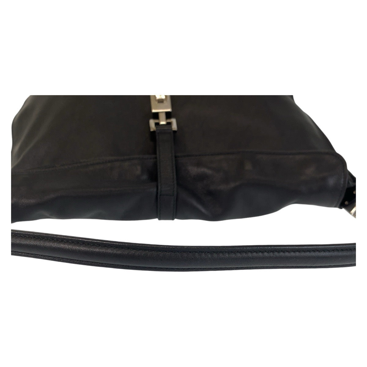 14252
GUCCI グッチ ジャッキー ブラック 黒 シルバー金具 レザー 001 3355 ショルダーバッグ  レディース