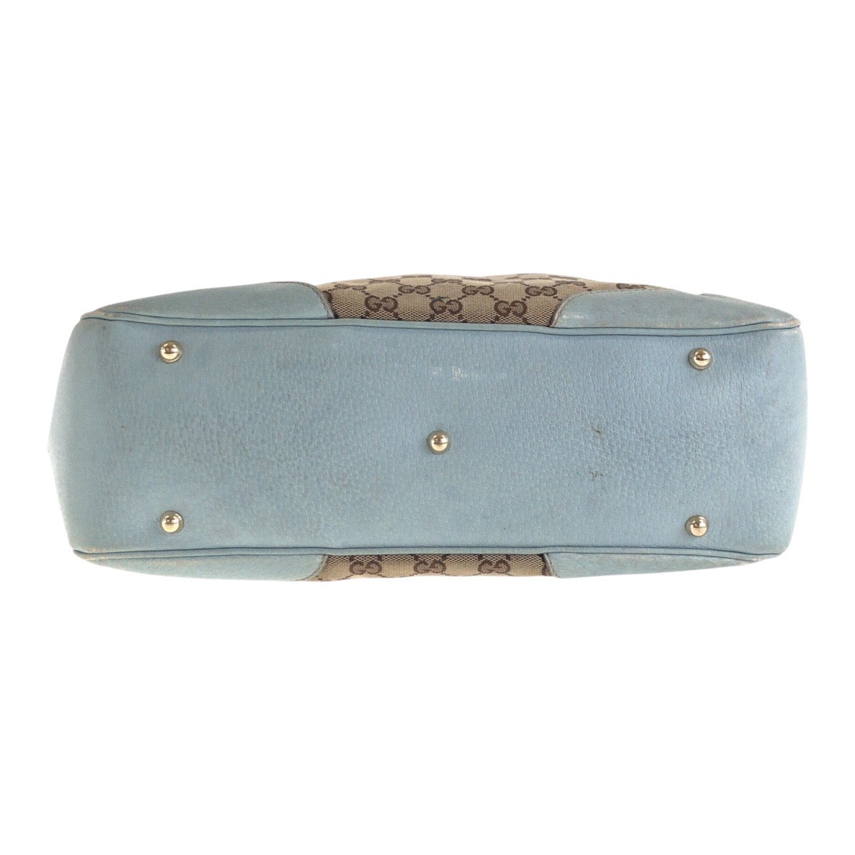 14253
GUCCI グッチ ベージュ ライトブルー ゴールド金具 GGキャンバス / レザー 154375 トートバッグ ハンドバッグ  レディース