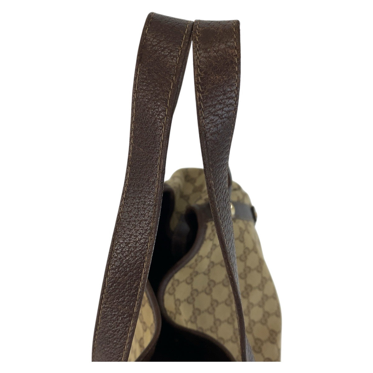 14254
GUCCI グッチ ベージュ ブラウン ゴールド金具 GGキャンバス / レザー 130736 トートバッグ ショルダーバッグ  レディース