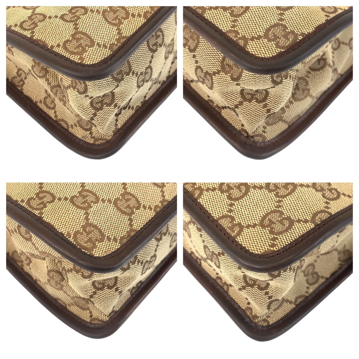 14255
GUCCI グッチ ブラウン ベージュ ゴールド金具 GGキャンバス / レザー 91762 斜め掛け ショルダーバッグ メッセンジャーバッグ  レディース