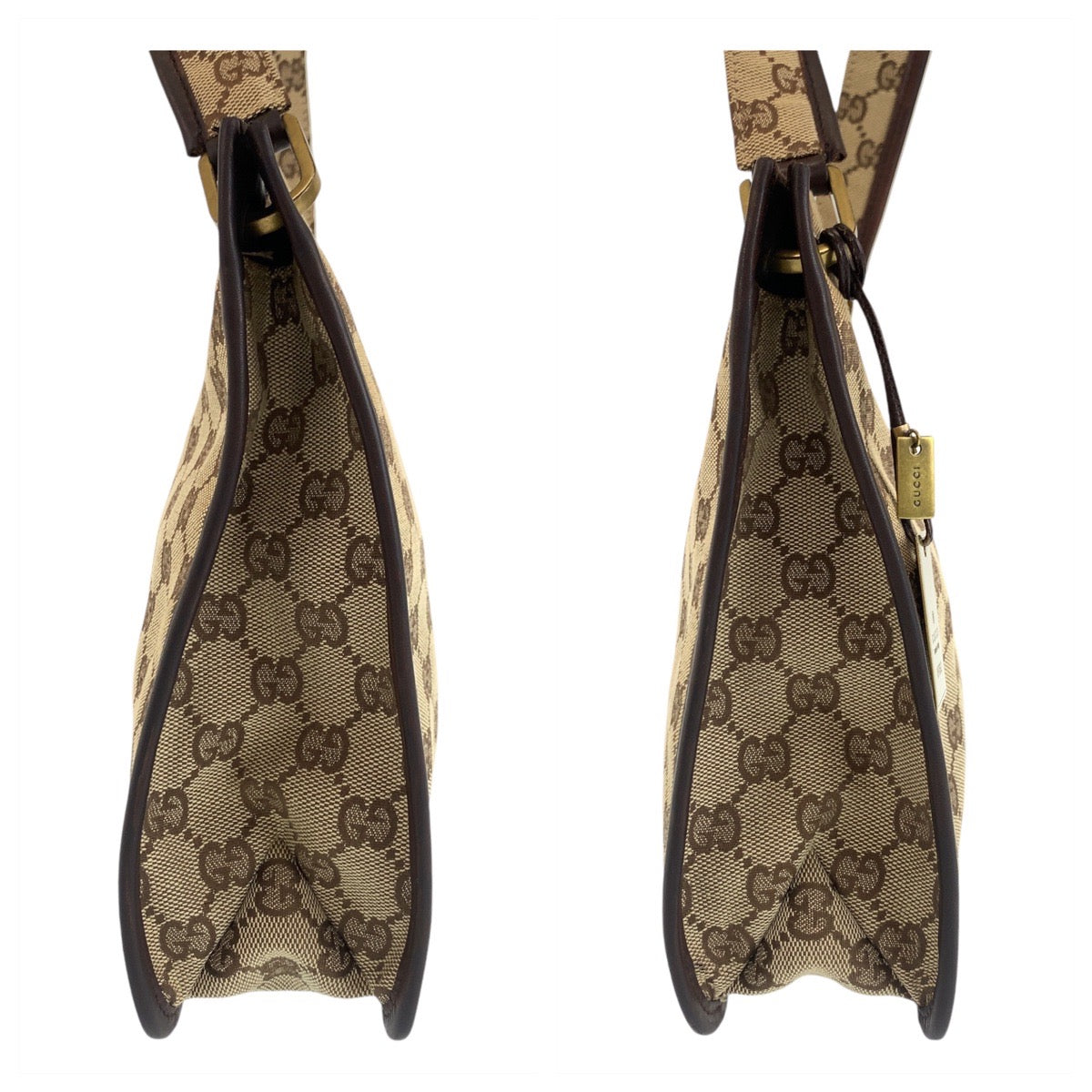 14255
GUCCI グッチ ブラウン ベージュ ゴールド金具 GGキャンバス / レザー 91762 斜め掛け ショルダーバッグ メッセンジャーバッグ  レディース