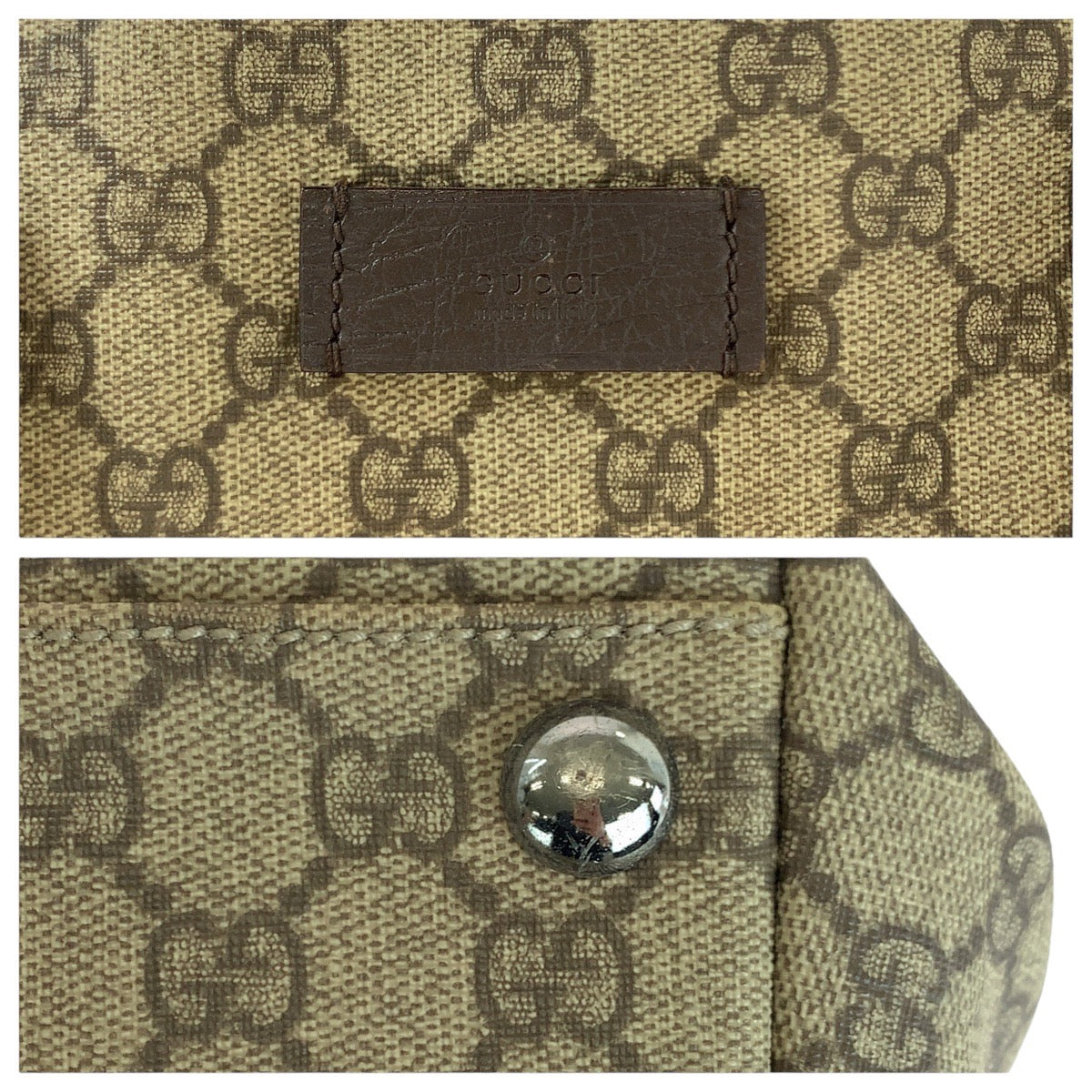 GUCCI グッチ ブラウン シルバー金具 GGスプリームキャンバス / レザー 114288 トートバッグ ショルダーバッグ 男女兼用 A4収納  レディース
