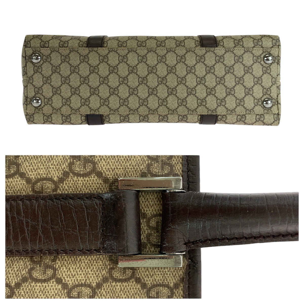 GUCCI グッチ ブラウン シルバー金具 GGスプリームキャンバス / レザー 114288 トートバッグ ショルダーバッグ 男女兼用 A4収納  レディース