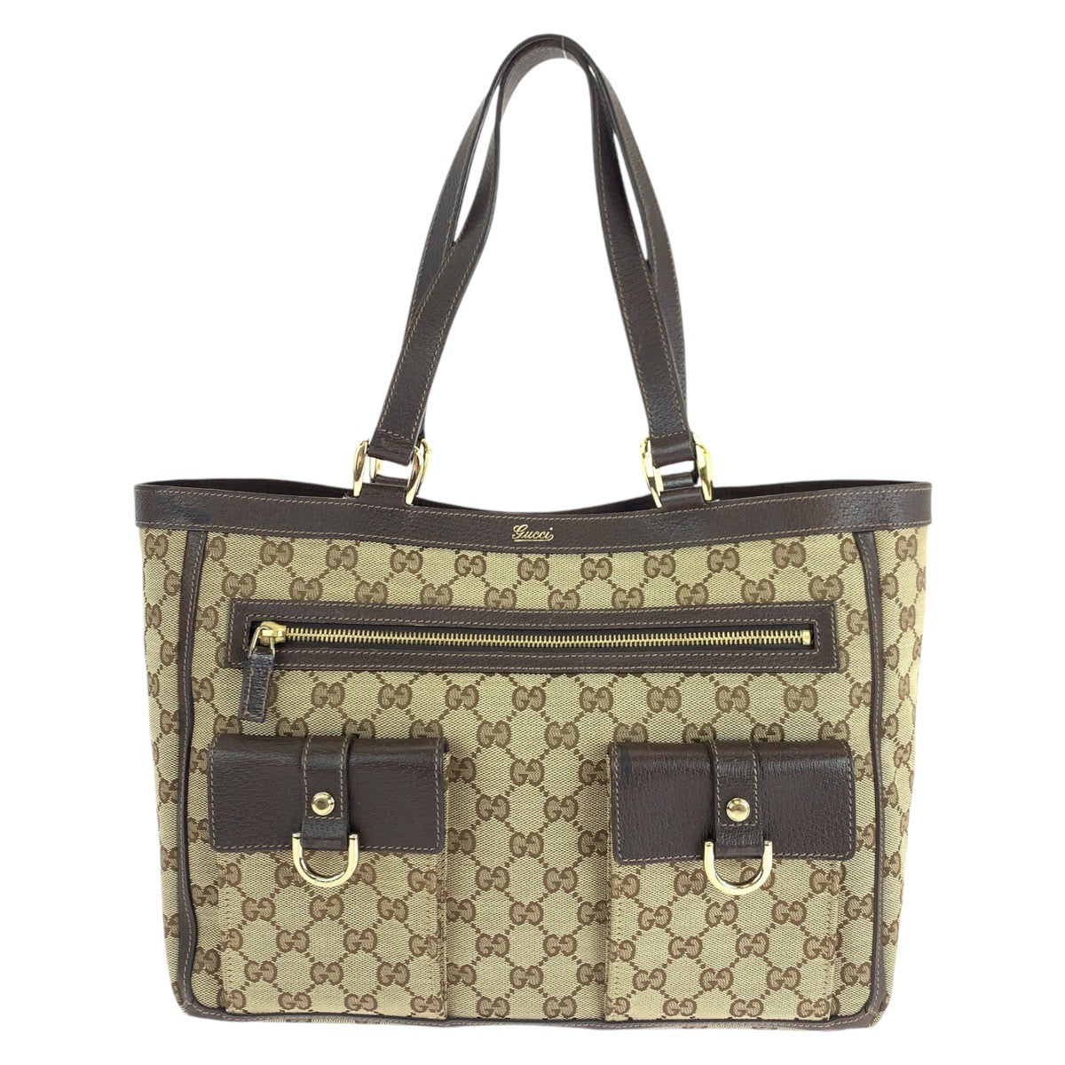 14257
GUCCI グッチ アビー ブラウン ベージュ ゴールド金具 GGキャンバス / レザー 146247 トートバッグ ショルダーバッグ  レディース