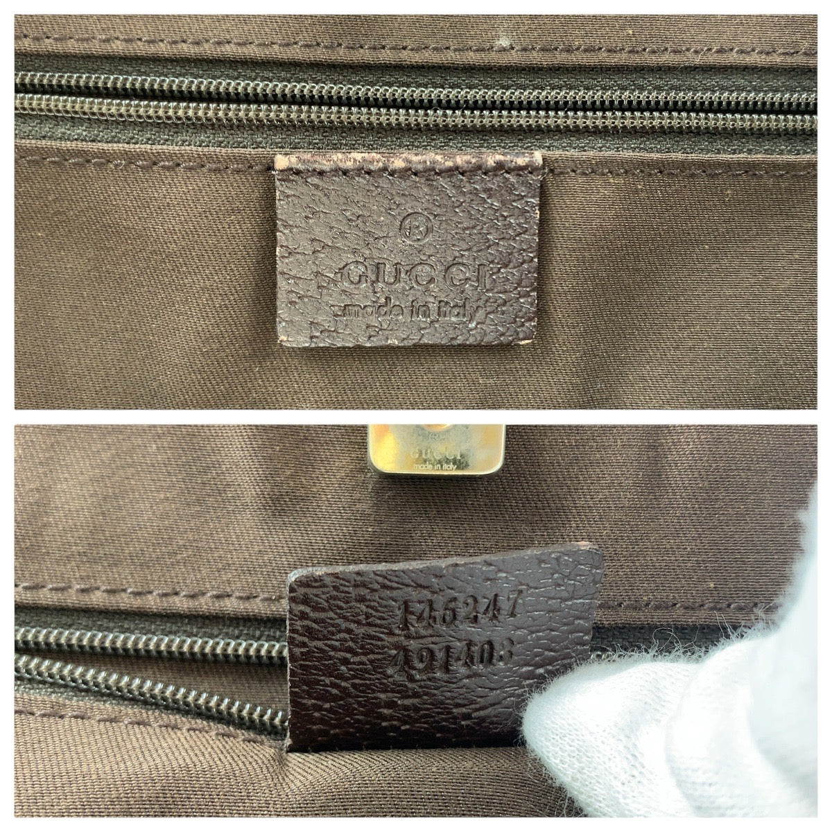 14257
GUCCI グッチ アビー ブラウン ベージュ ゴールド金具 GGキャンバス / レザー 146247 トートバッグ ショルダーバッグ  レディース