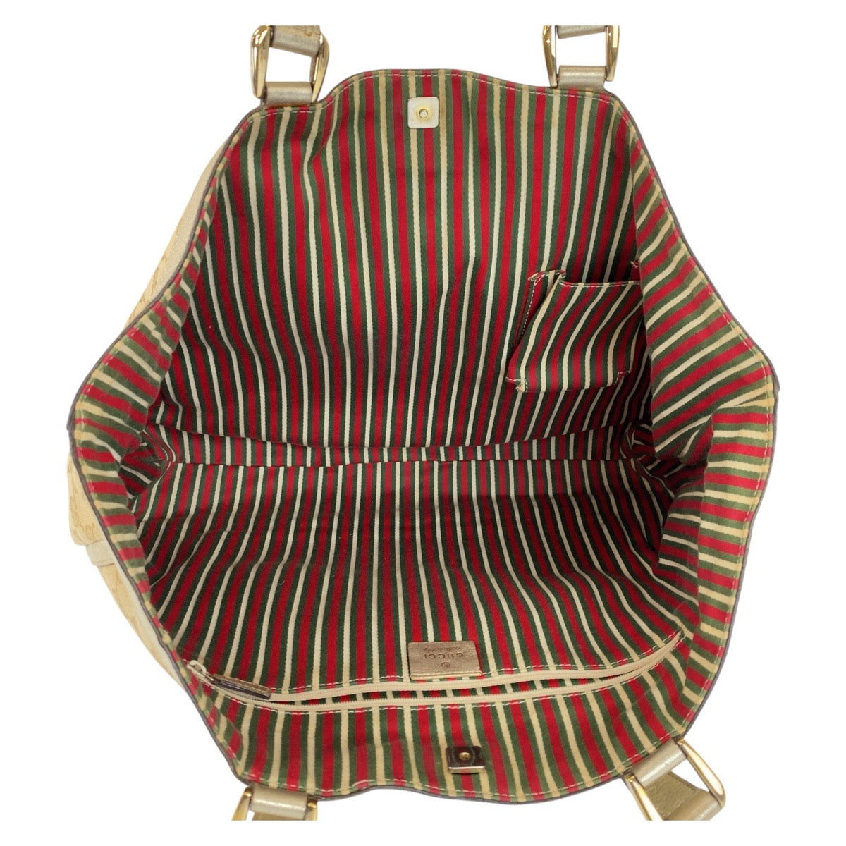14258
GUCCI グッチ ベージュ ゴールド金具 GGキャンバス / レザー 141472 トートバッグ ショルダーバッグ  レディース AB32