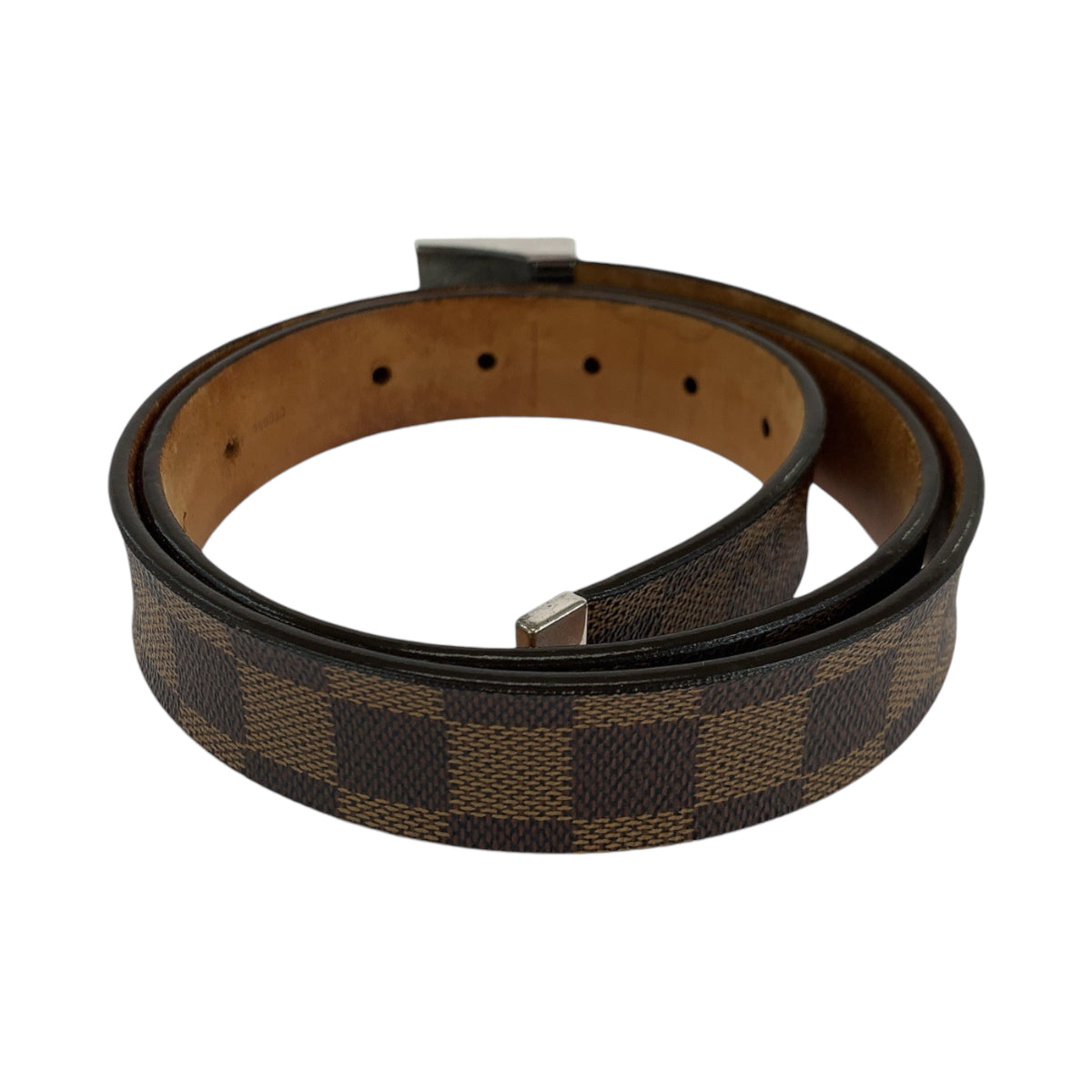 13824
LOUIS VUITTON ルイヴィトン ダミエ サンチュール キャレ 90cm/36インチ ブラウン シルバー金具 PVC / レザー M6803 ベルト  メンズ