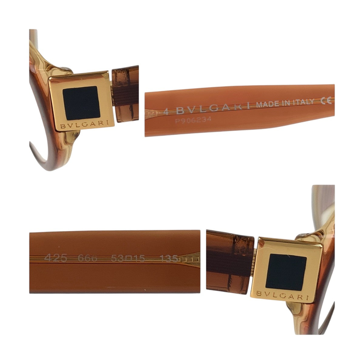 14260
BVLGARI ブルガリ ブラウン ゴールド金具 プラスチック 425 666 53◻︎15 135 メガネ 男女兼用  レディース AB