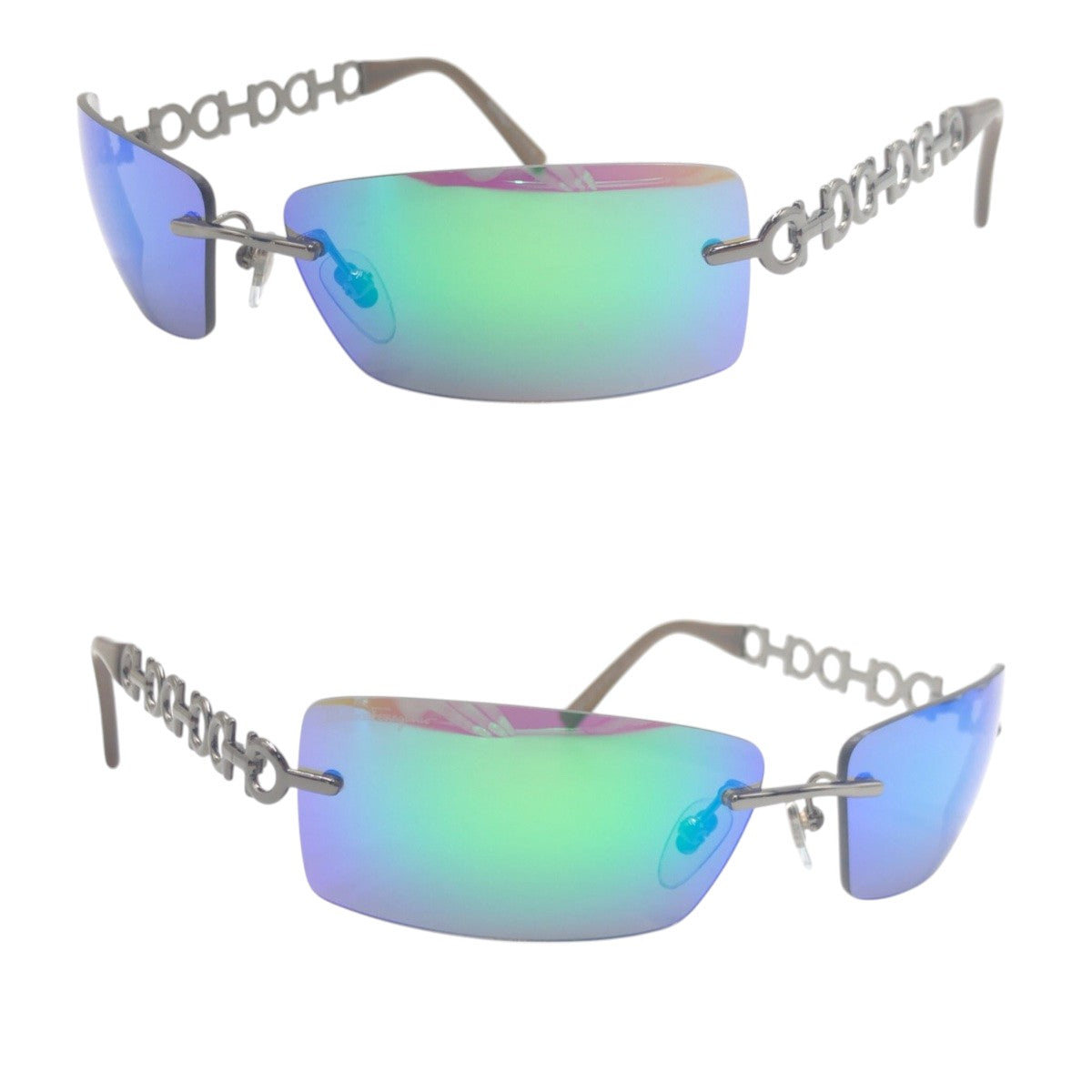 Salvatore Ferragamo サルヴァトーレフェラガモ ミラー シルバー グリーン ミラー メタル 1045 502/F8 62□15 120 サングラス スクエア  レディース