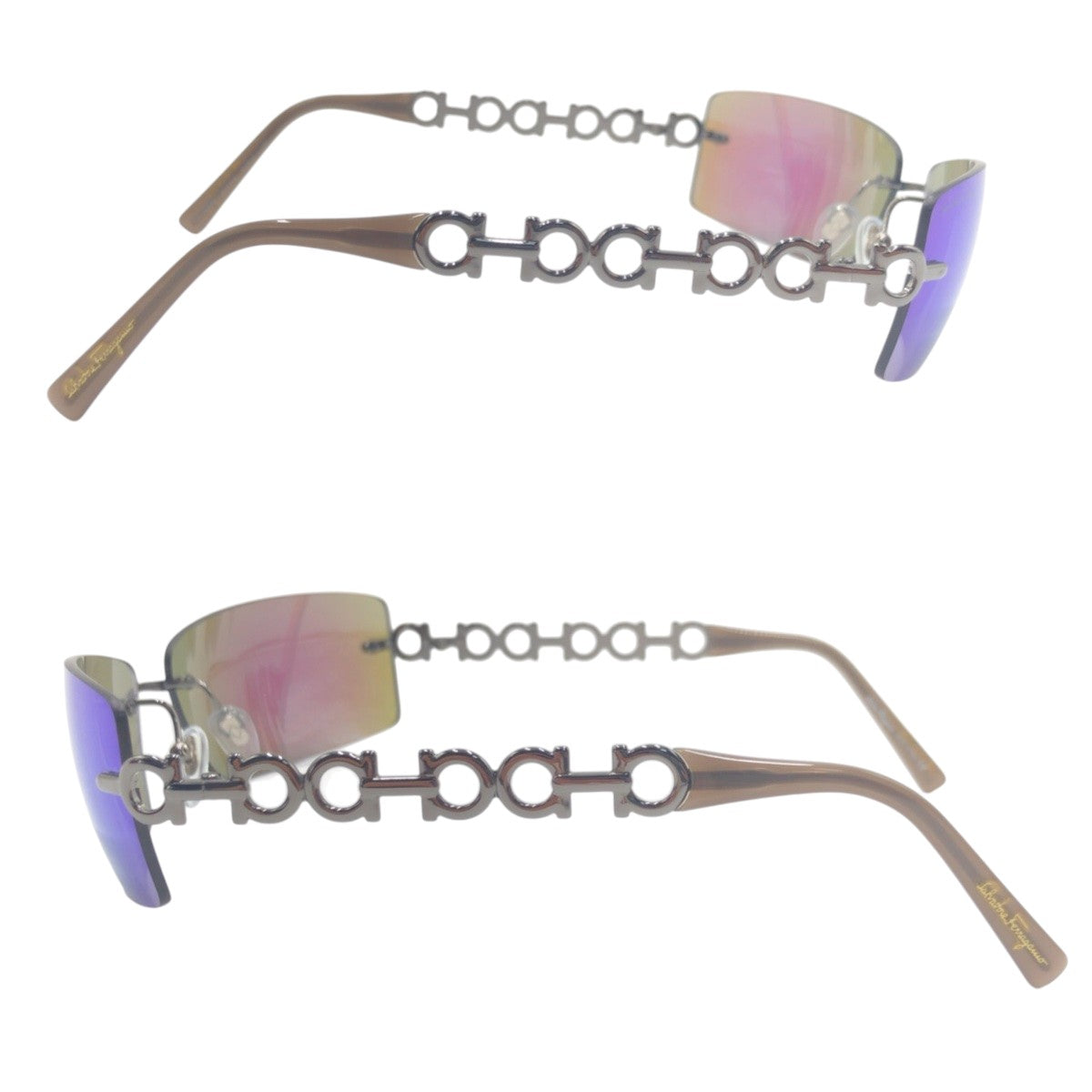 Salvatore Ferragamo サルヴァトーレフェラガモ ミラー シルバー グリーン ミラー メタル 1045 502/F8 62□15 120 サングラス スクエア  レディース