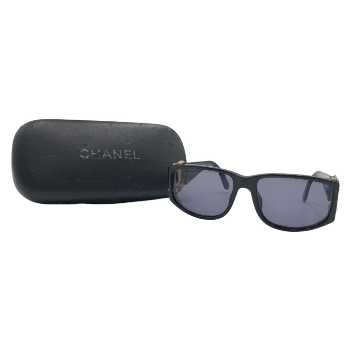 14261
CHANEL シャネル ヴィンテージ ラインストーン ココマーク ブラック 黒 シルバー プラスチック 02461 94305 サングラス  レディース