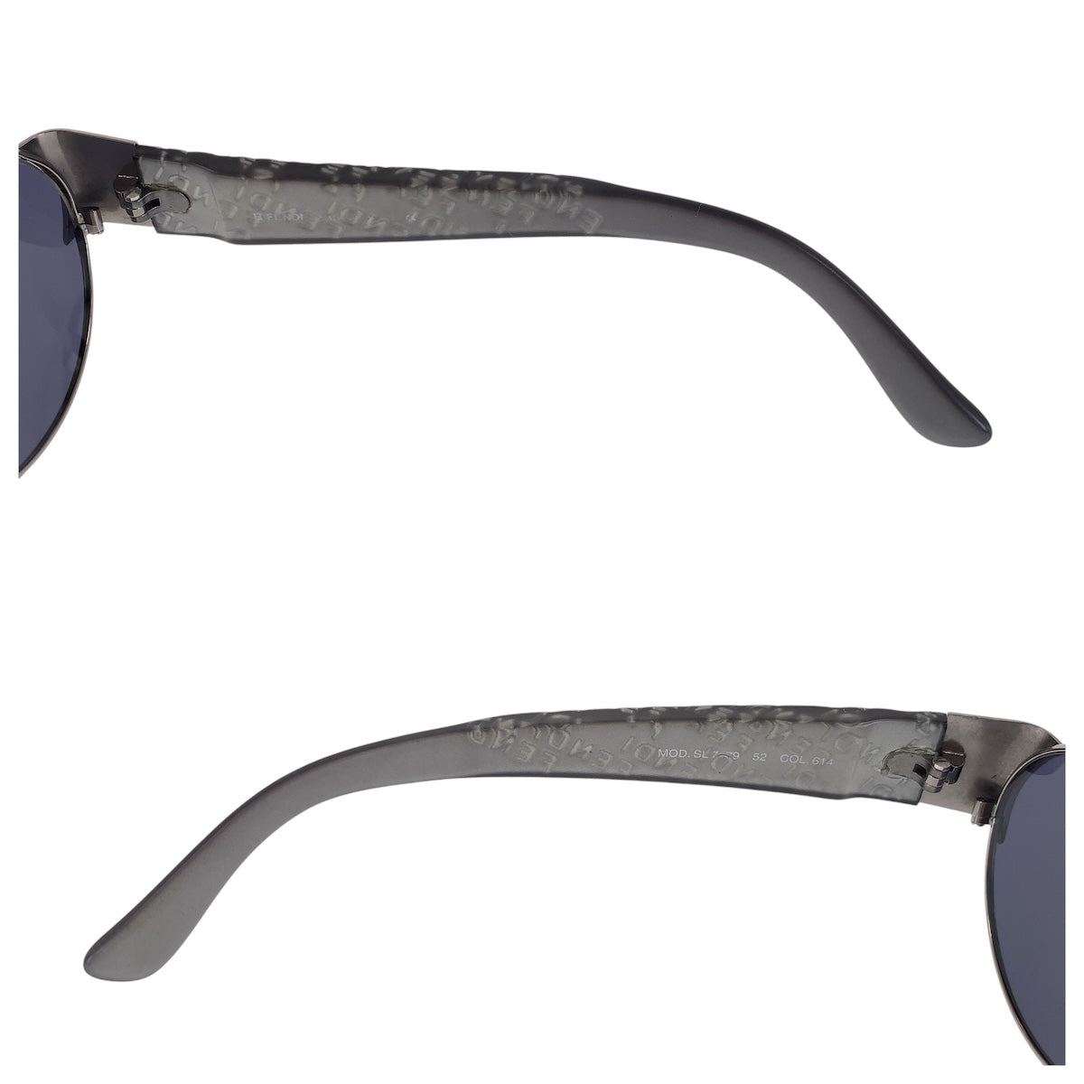 14263
FENDI フェンディ ブラック 黒 クリア シルバー金具 プラスチック / メタル MOD.SL7179 52 COL.614 サングラス 男女兼用 ラウンド  メンズ AB11
