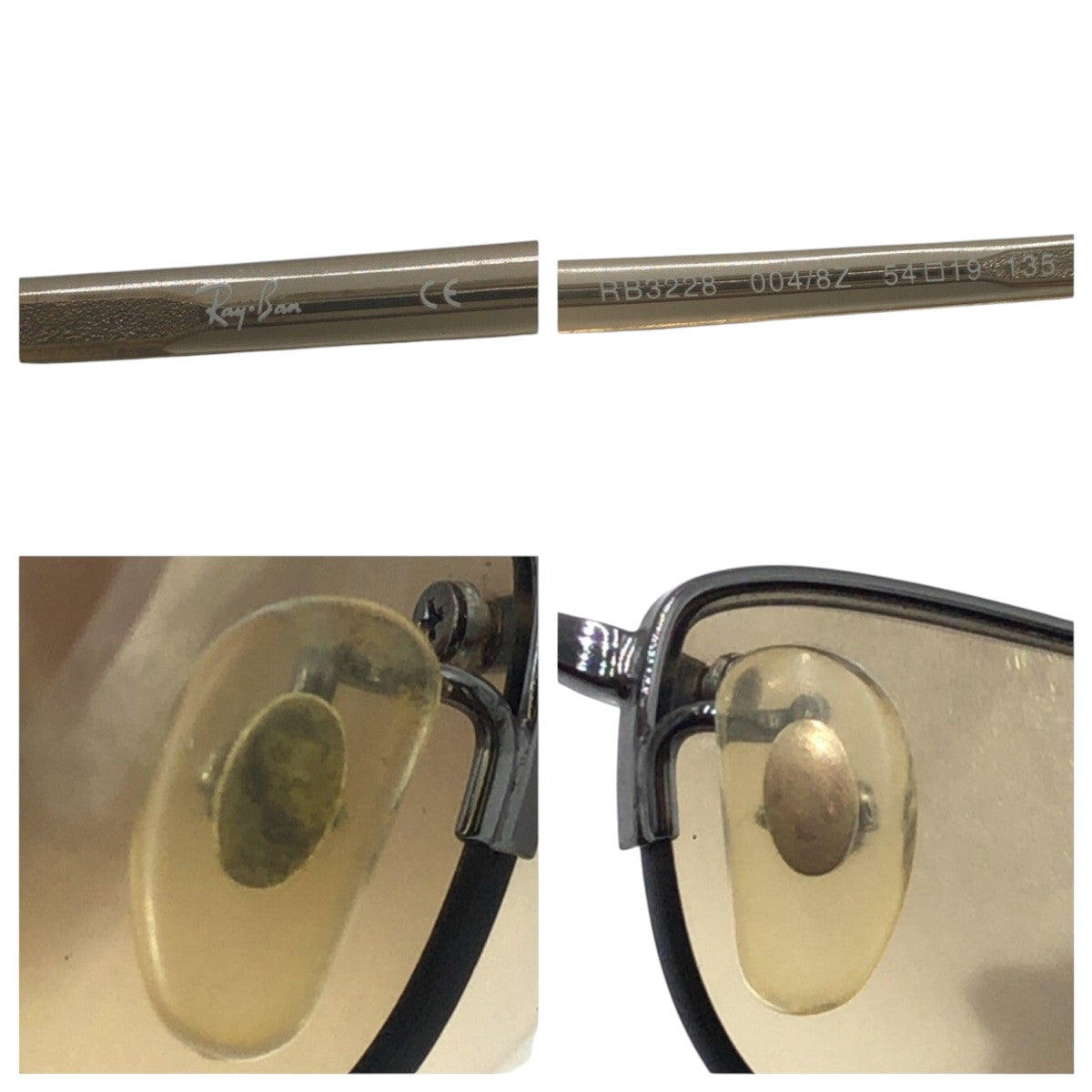 Ray-Ban Brown Metal/Plastic RB3228 004/82 54◻︎19 135 Sunglasses Square Men's