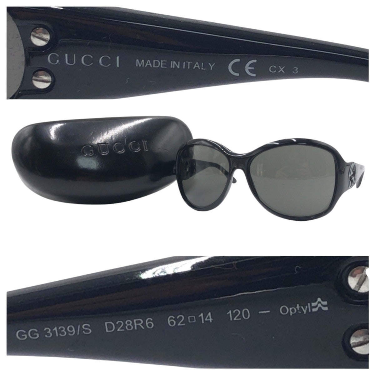 14264
GUCCI グッチ GGロゴ ブラック 黒 プラスチック GG3139/S D28R6 62□14 120 サングラス バタフライ  レディース