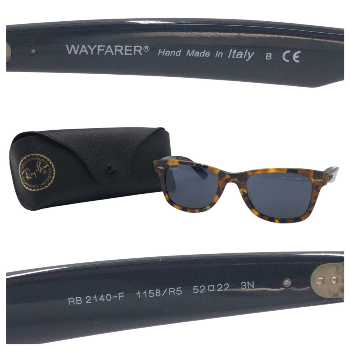 14271
Ray-Ban レイバン ヴィンテージ ウェイファーラー ブラウン ブラック黒 プラスチック RB 2140-F 1158/R5 52◻︎22 3N 男女兼用 ウェリントン  メンズ