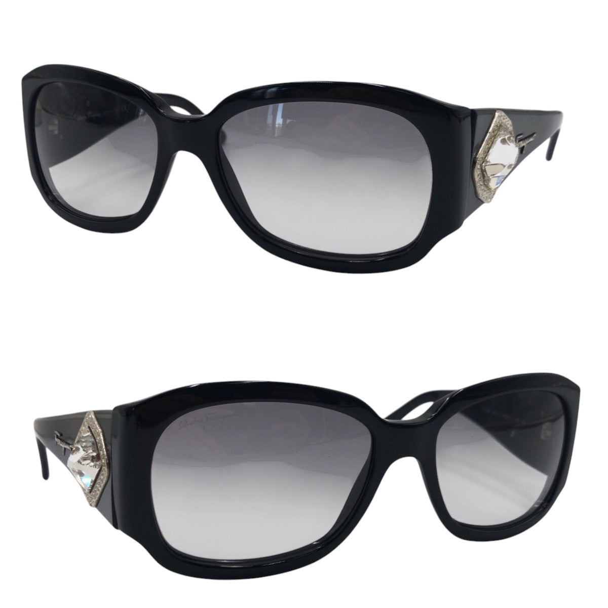 Salvatore Ferragamo サルヴァトーレフェラガモ ブラック 黒 プラスチック 2146 B 101/11 56◻︎17 130 2N サングラス スクエア  レディース