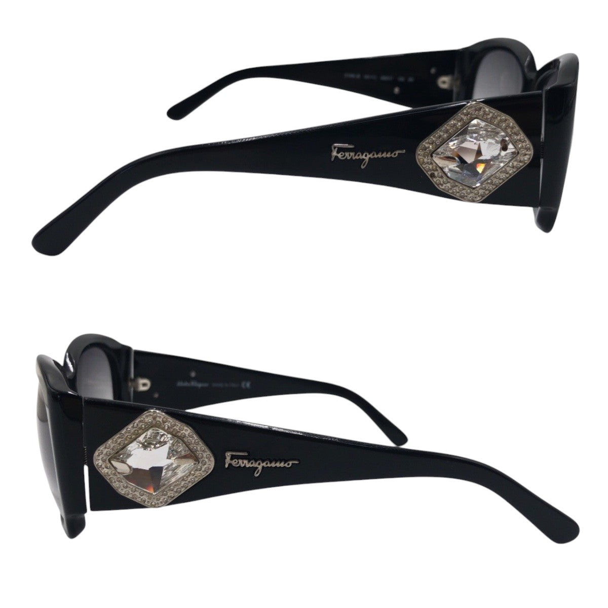 Salvatore Ferragamo サルヴァトーレフェラガモ ブラック 黒 プラスチック 2146 B 101/11 56◻︎17 130 2N サングラス スクエア  レディース