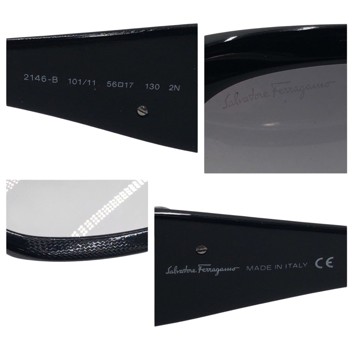 Salvatore Ferragamo サルヴァトーレフェラガモ ブラック 黒 プラスチック 2146 B 101/11 56◻︎17 130 2N サングラス スクエア  レディース