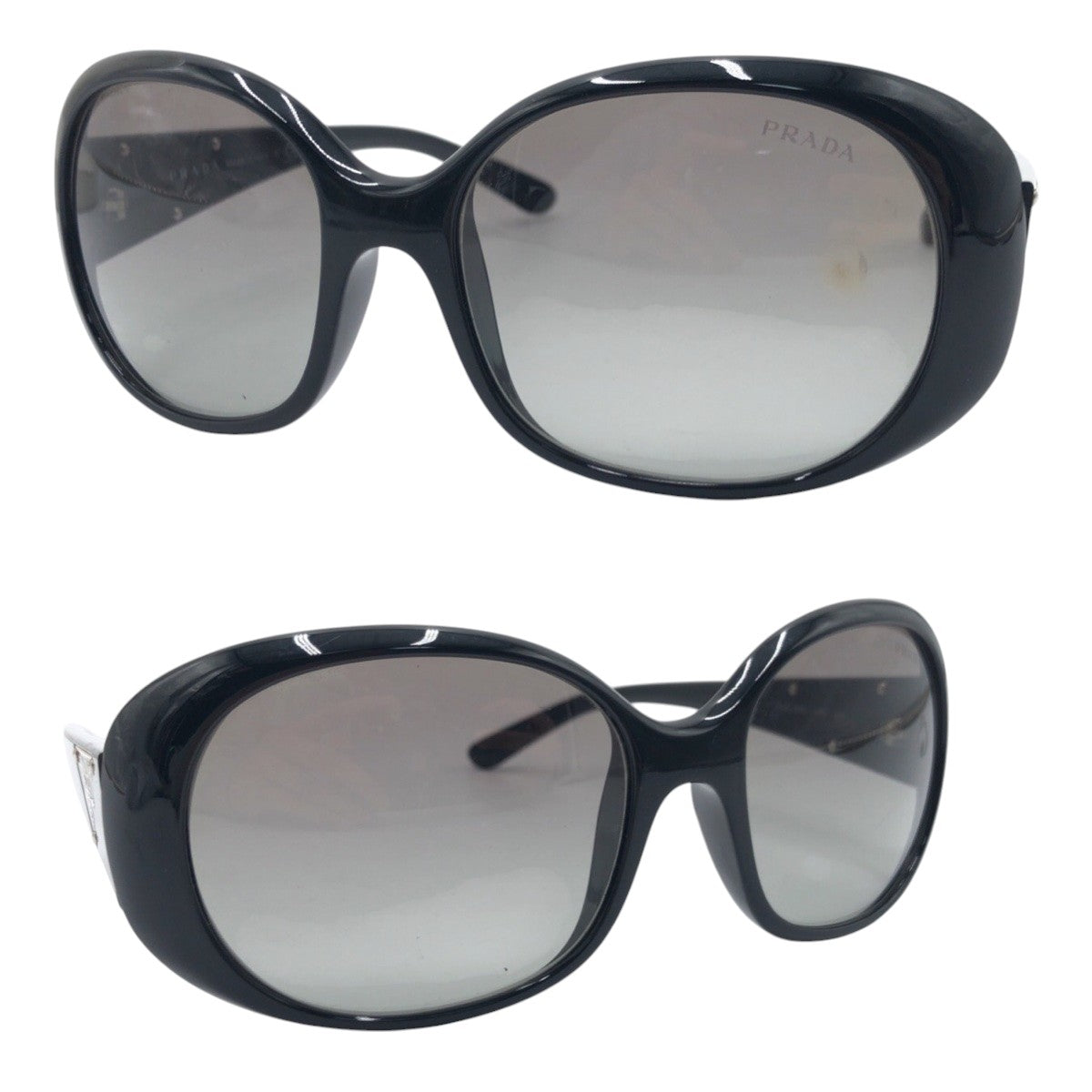 14272
PRADA プラダ 三角ロゴ ブラック 黒 プラスチック SPR27L 5717 1AB 3M1 135 2N サングラス メガネフレーム バタフライ  レディース