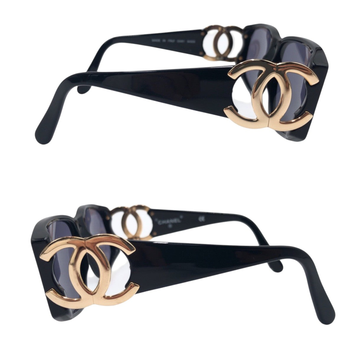 14273
CHANEL シャネル ヴィンテージ ココマーク ブラック ゴールド プラスチック 02461 94305 サングラス スクエア  レディース
