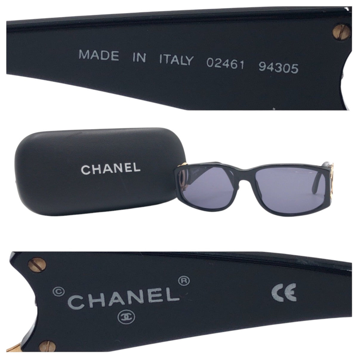 14273
CHANEL シャネル ヴィンテージ ココマーク ブラック ゴールド プラスチック 02461 94305 サングラス スクエア  レディース