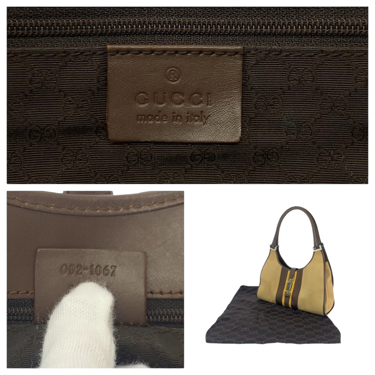 14274
GUCCI グッチ ジャッキー ブラウン シルバー金具 GGキャンバス 002 1067 ワンショルダーバッグ 肩掛け  レディース