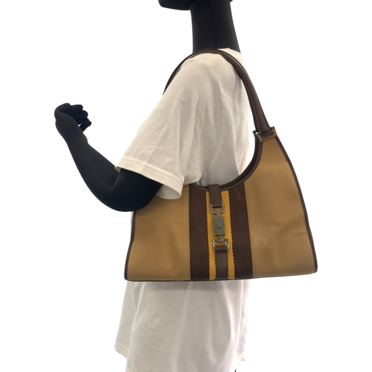 14274
GUCCI グッチ ジャッキー ブラウン シルバー金具 GGキャンバス 002 1067 ワンショルダーバッグ 肩掛け  レディース