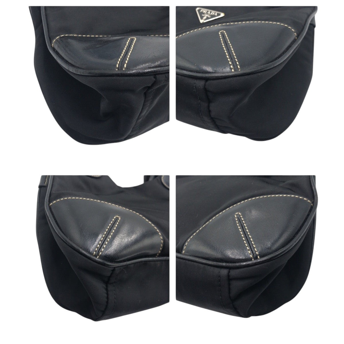 PRADA Prada Tessuto Triangle Logo Black Nylon Hobo Shoulder Bag One Shoulder Bag Women's