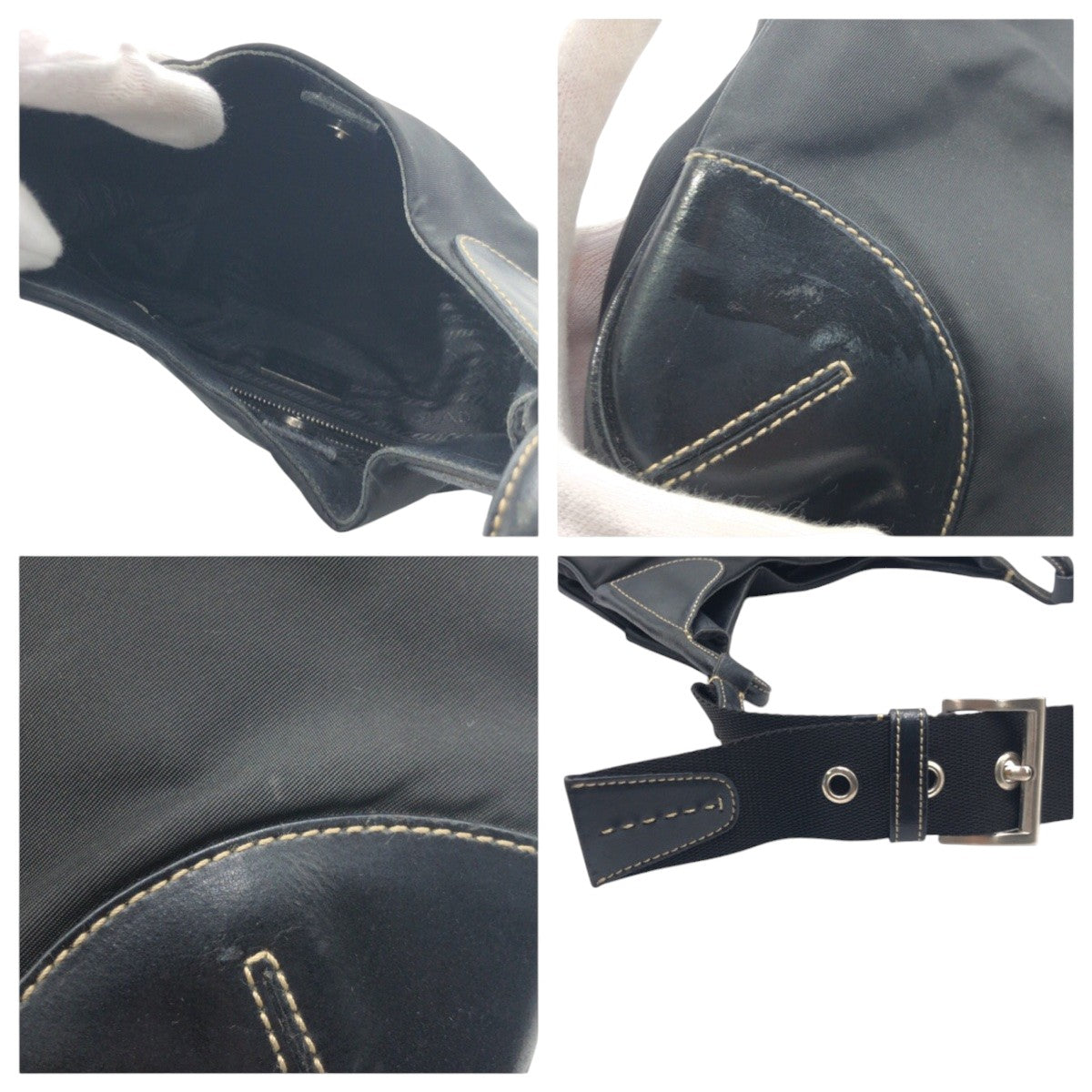 PRADA Prada Tessuto Triangle Logo Black Nylon Hobo Shoulder Bag One Shoulder Bag Women's