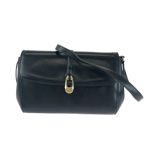 14275
GUCCI グッチ ヴィンテージ オールドグッチ ブラック 黒 ゴールド金具 レザー ショルダーバッグ ポシェット  レディース