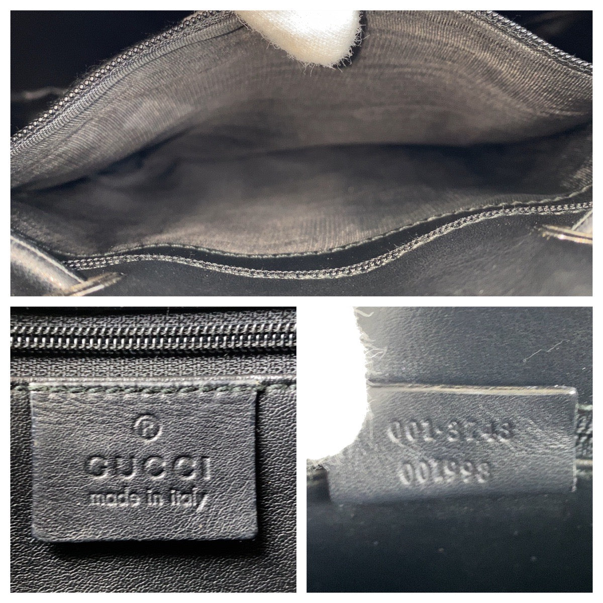 14276
GUCCI グッチ ブラック 黒 GGキャンバス / レザー 001 3748 ショルダーバッグ 巾着バッグ  レディース