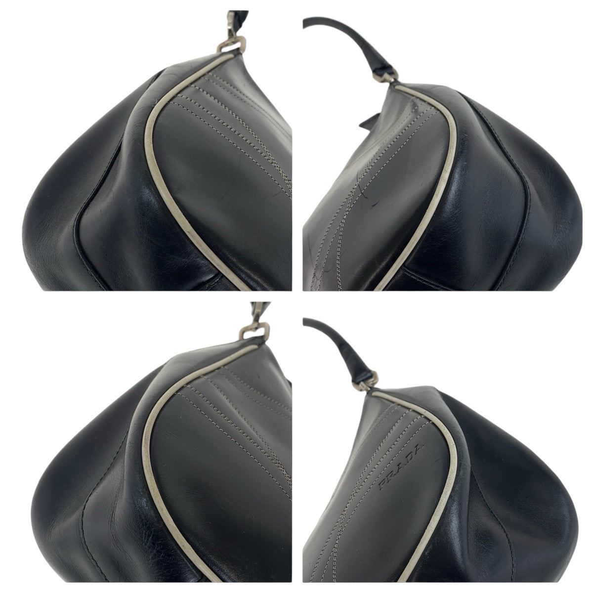 PRADA Prada black silver hardware leather shoulder bag for women