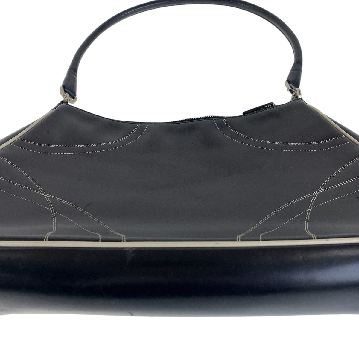 PRADA Prada black silver hardware leather shoulder bag for women