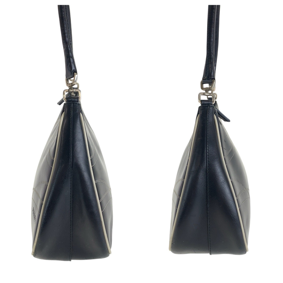 PRADA Prada black silver hardware leather shoulder bag for women