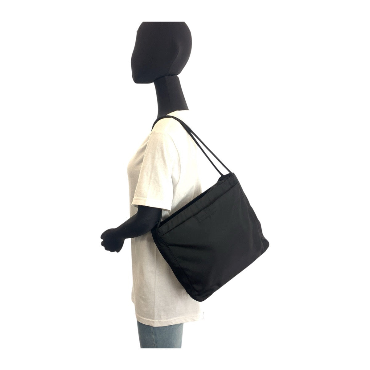 13830
PRADA プラダ テスート 三角ロゴプレート ブラック 黒 シルバー金具 ナイロン トートバッグ ショルダーバッグ  レディース