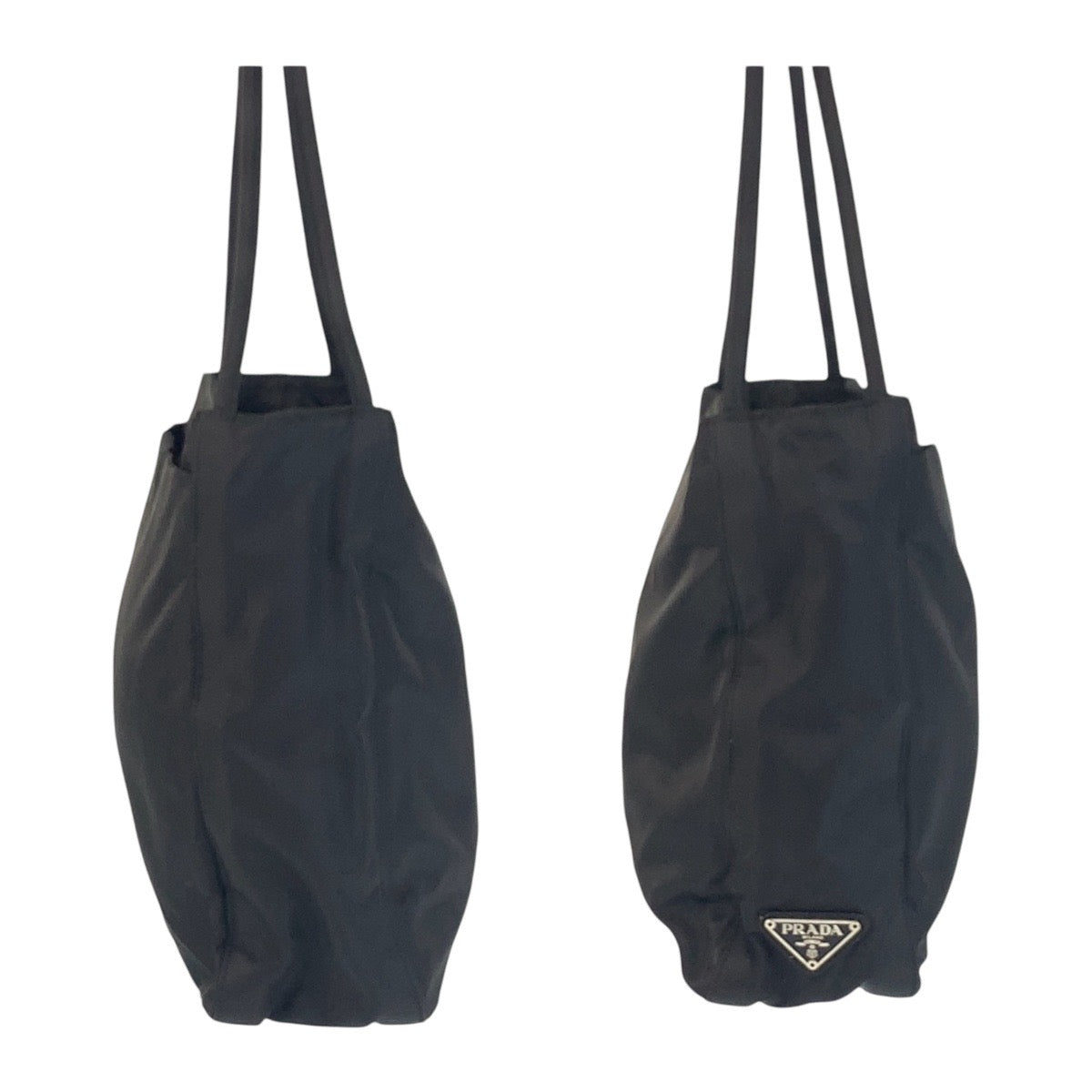 13830
PRADA プラダ テスート 三角ロゴプレート ブラック 黒 シルバー金具 ナイロン トートバッグ ショルダーバッグ  レディース