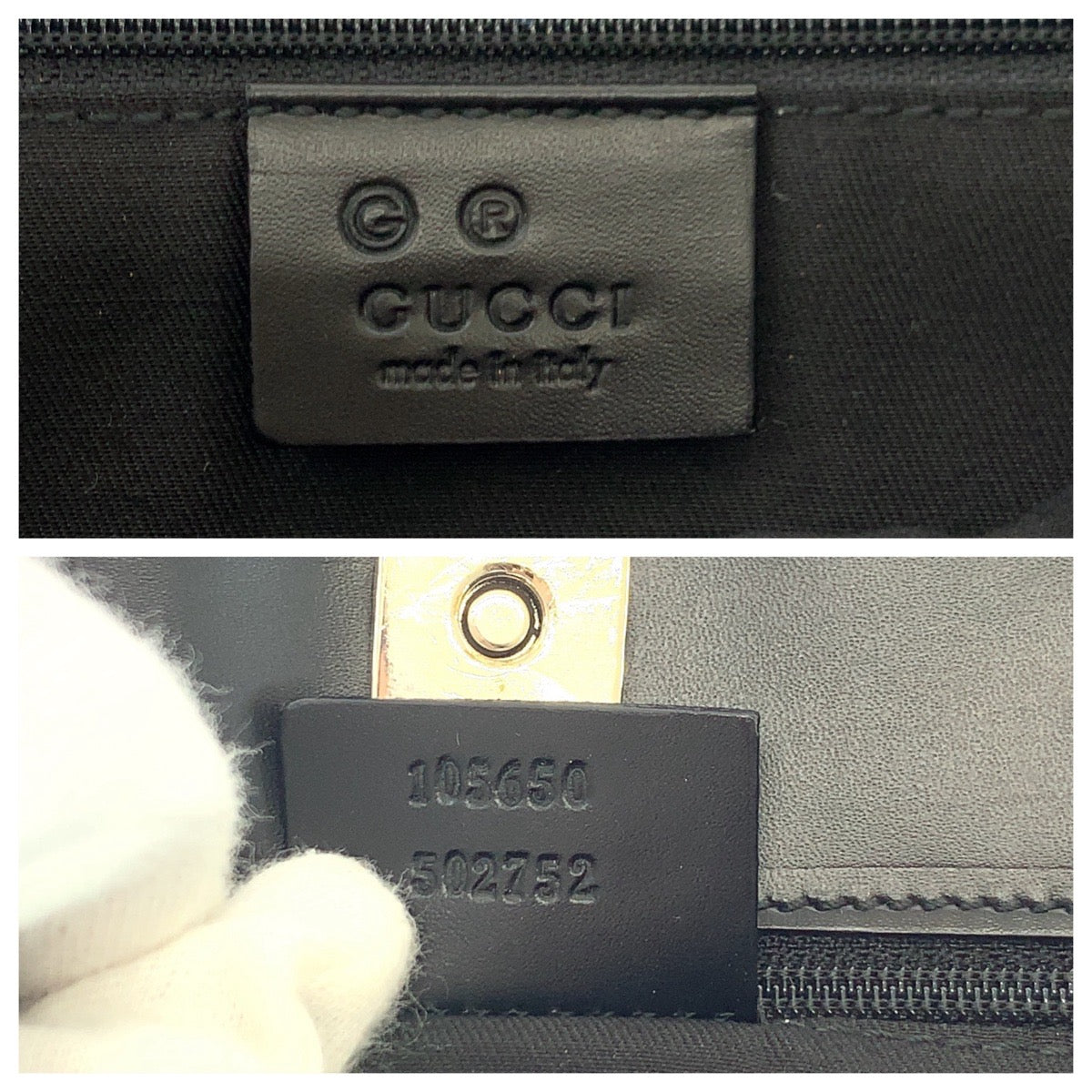 13831
GUCCI グッチ Wポケット ブラック 黒 シルバー金具 GGキャンバス 105650 トートバッグ ハンドバッグ  レディース