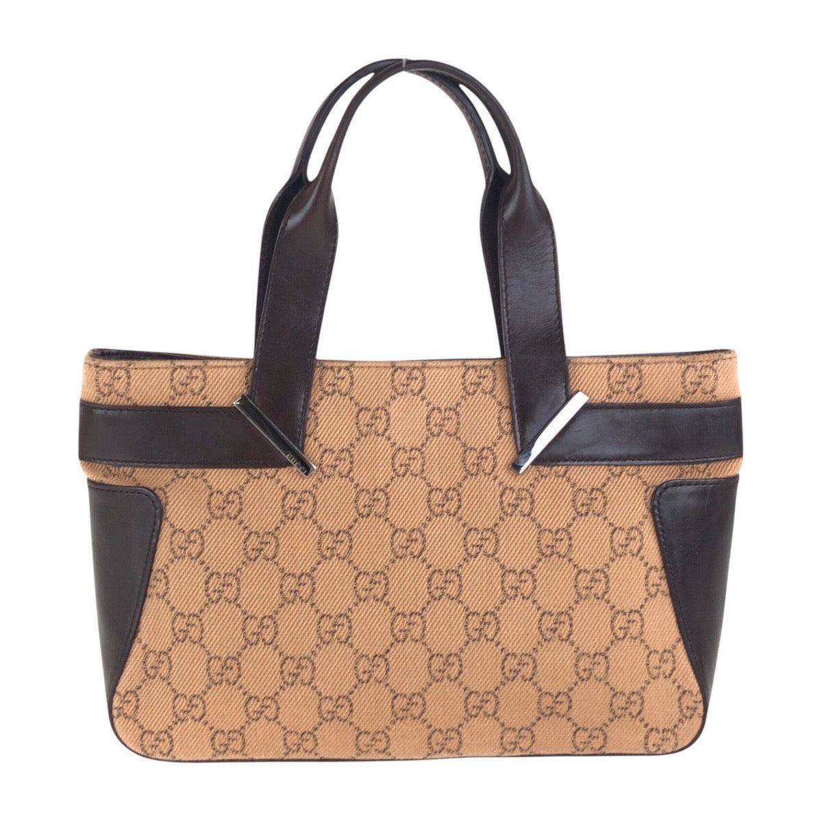 14278
GUCCI グッチ ブラウン シルバー金具 GGキャンバス / レザー 73984 トートバッグ ハンドバッグ  レディース