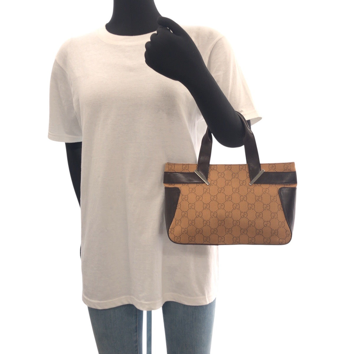 14278
GUCCI グッチ ブラウン シルバー金具 GGキャンバス / レザー 73984 トートバッグ ハンドバッグ  レディース