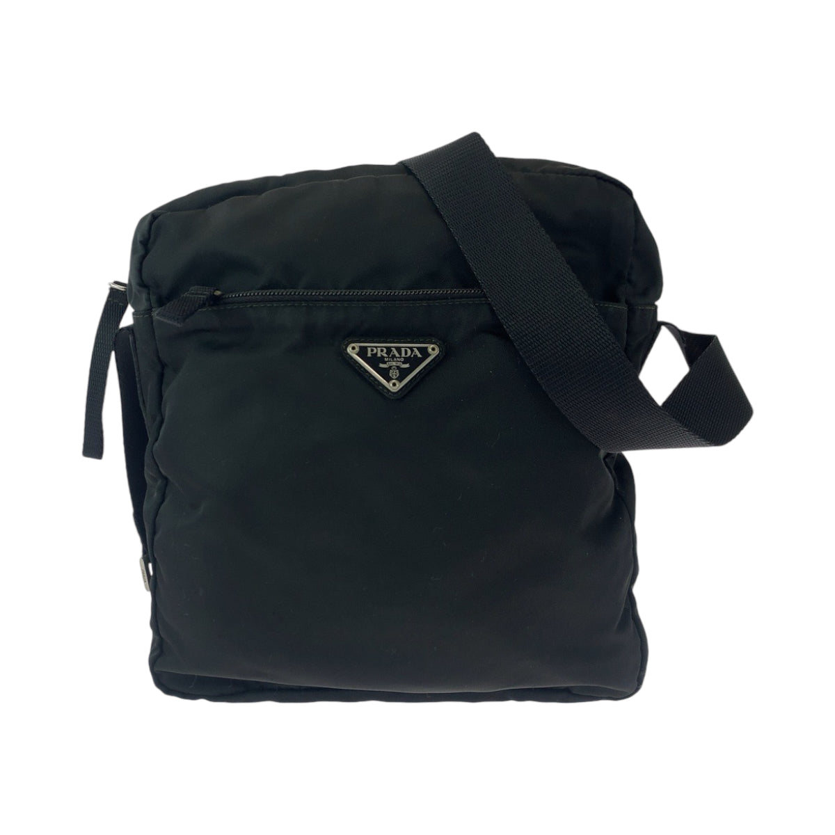 14279
PRADA プラダ テスート 三角ロゴプレート ブラック 黒 シルバー金具 ナイロン ショルダーバッグ ポシェット  レディース