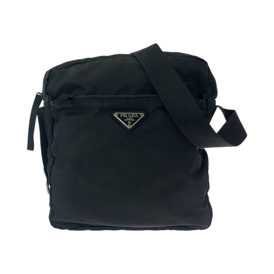14279
PRADA プラダ テスート 三角ロゴプレート ブラック 黒 シルバー金具 ナイロン ショルダーバッグ ポシェット  レディース